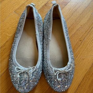 J.Crew Crewcuts Sparkly Silver Kids Ballet Flats